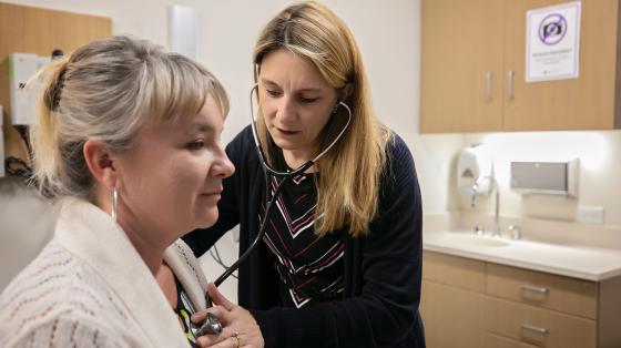 Doctor examining a patient