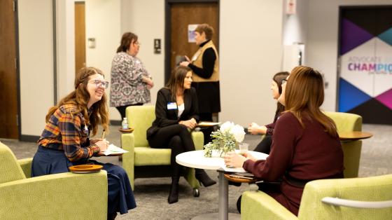 Collegues meet for a networking event on SIU's campus