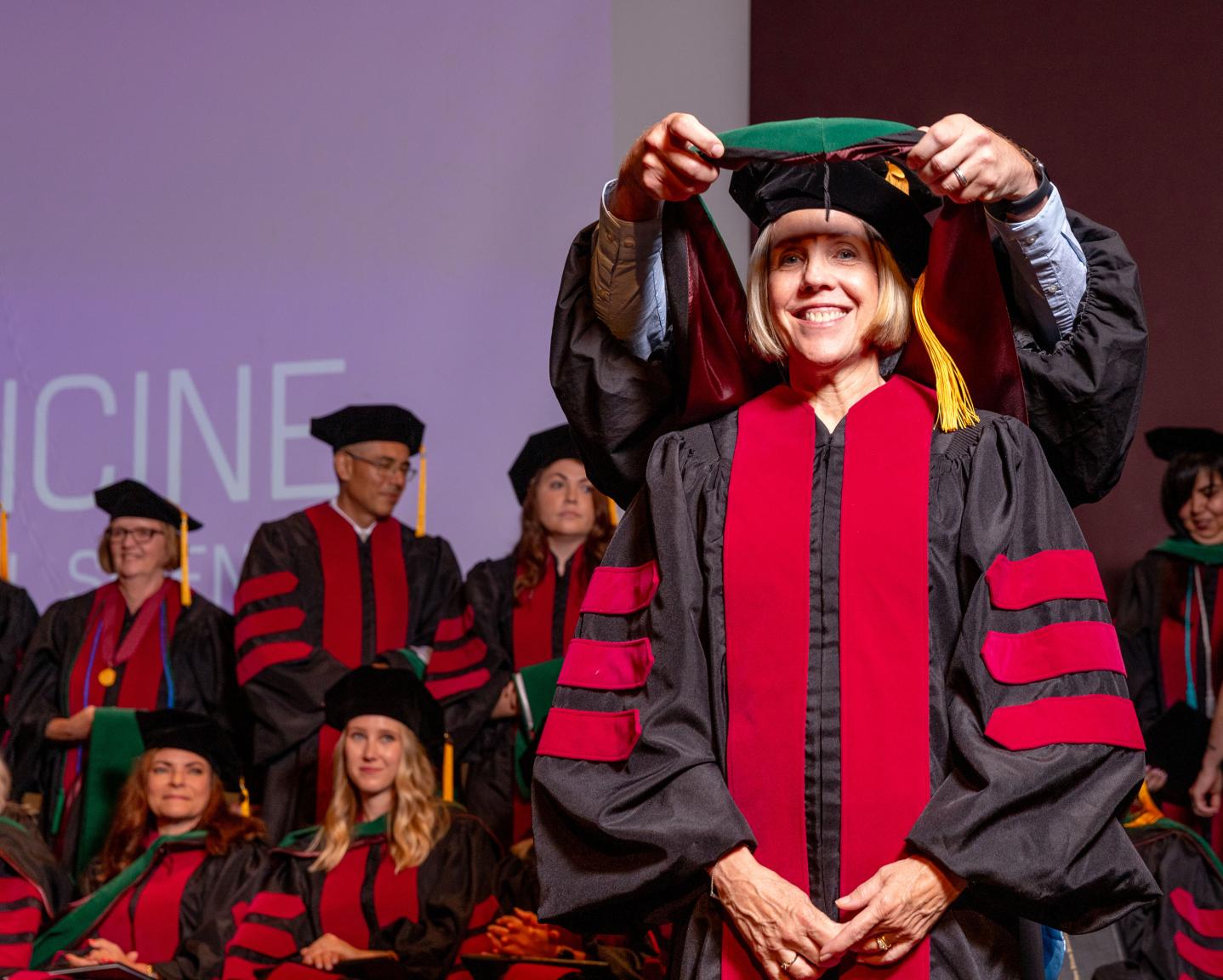 Image of Dr. Oakley at the SIU DMSc Hooding Ceremony 2023