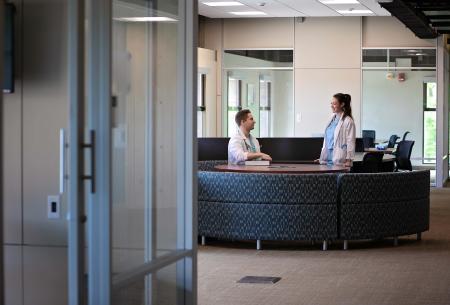 medical students in library